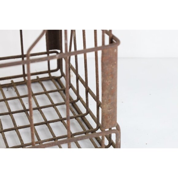 Vintage 40s 50s Distressed Steel Milk Crate Holder Country Farmhouse USA - Picture 6 of 9